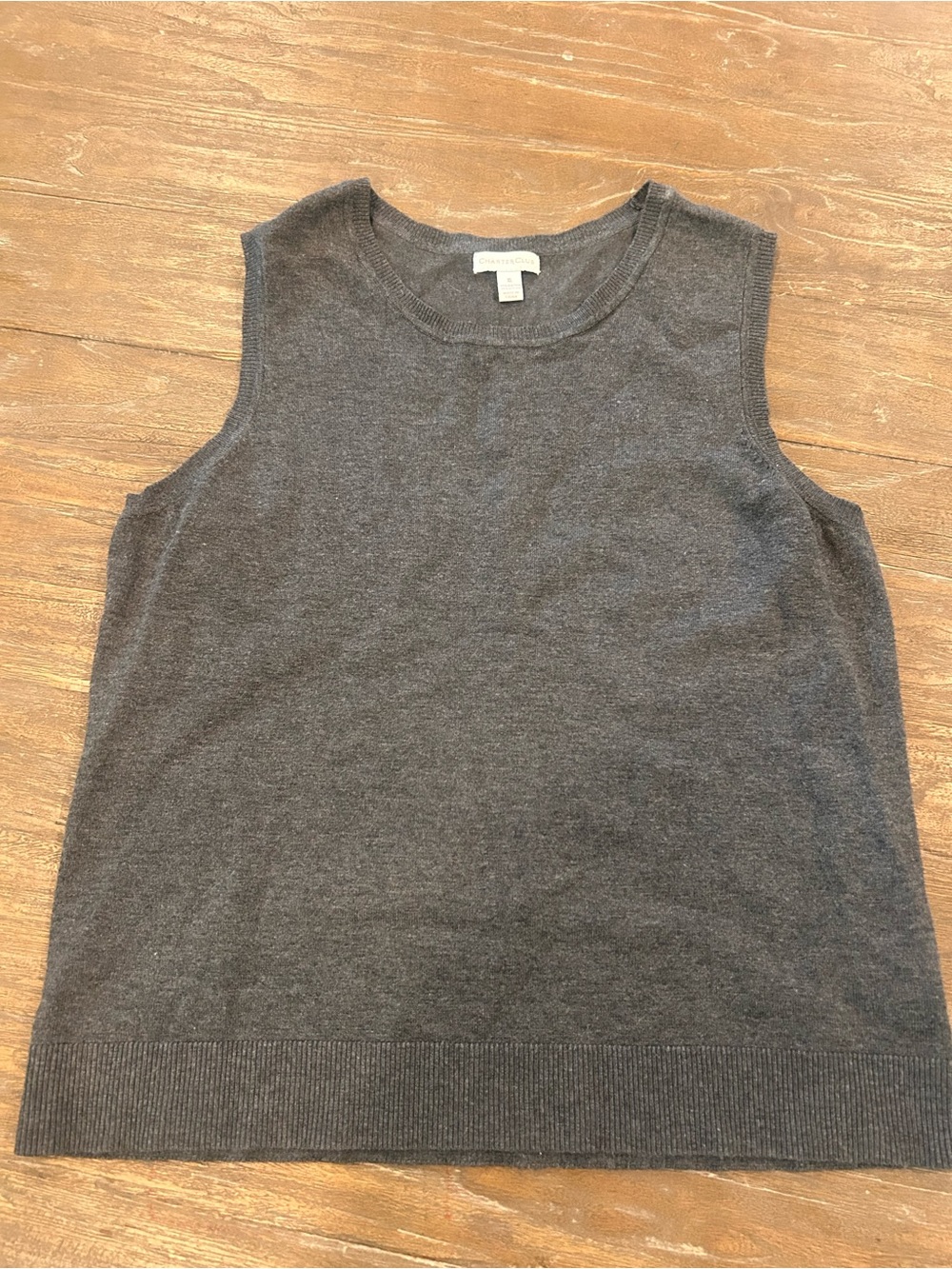 Charter Club Charcoal Sleeveless Crewneck Knit Tank